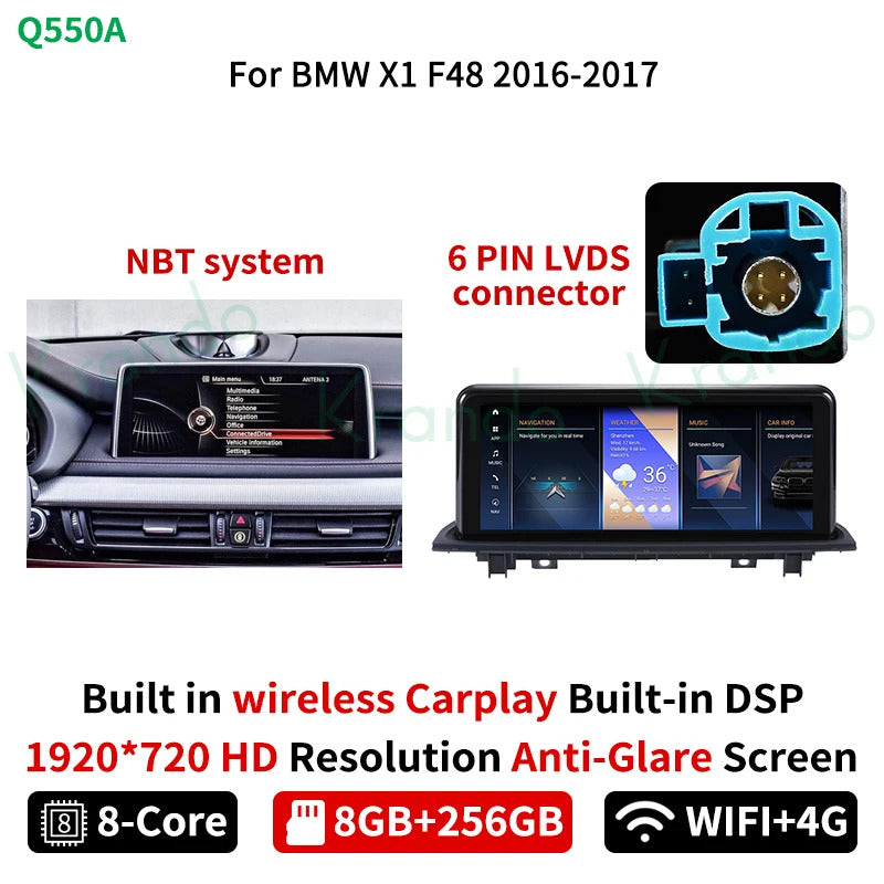 Krando 10.25'' Android Auto GPS NBT System For BMW X1 F48 2016-2018 Video Player Stereo Auto GPS Navigation
