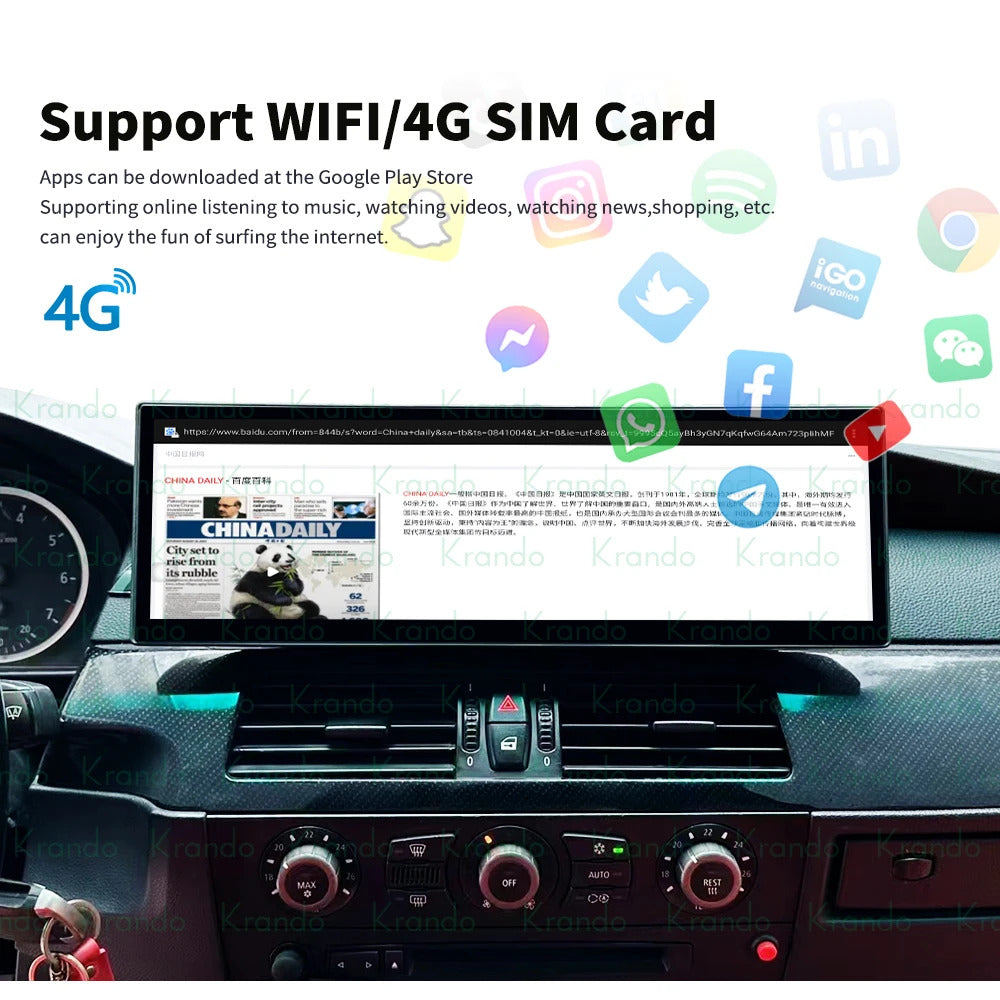 Krando 14.9'' Auto NBT Screen Android  Car Radio For BMW 5 Series E60 2005-2012 Video Player Stereo Carplay 5G