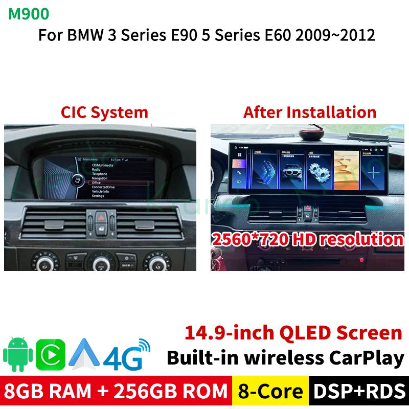 Krando 14.9'' Auto NBT Screen Android  Car Radio For BMW 5 Series E60 2005-2012 Video Player Stereo Carplay 5G