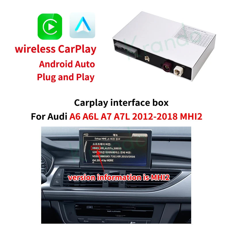 Krando Wireless ANDROID AUTO Apple CarPlay Interface MODULE Box For Audi A6 A6L A7 A7L 2005 - 2020 MMI 3G RMC MHI2 Siri Control UPGRADE BOX