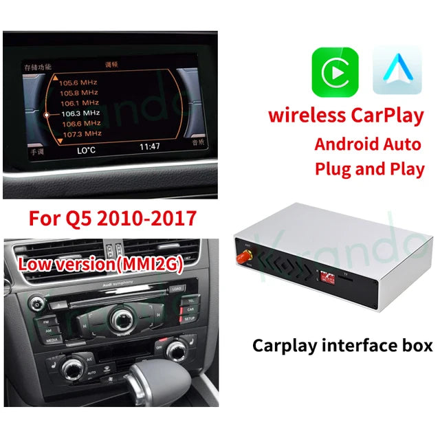 Krando Wireless Android Auto Apple CarPlay Interface For Audi Q5 Q5L SQ5 2009 - 2020 MMI 2G 3G RMC MIB Siri Control Module UPGRADE Box