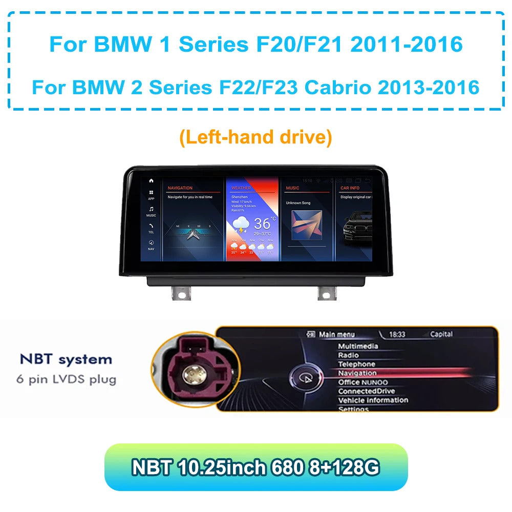 Krando 10.25'' Android Carplay Car Radio Car Multimedia for BMW 1/2 Series F20/F21/F22 F23 2011-2016 GPS Stereo Screen
