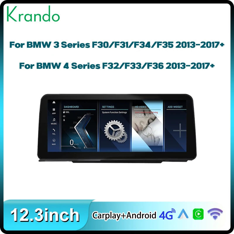 Krando 12.3'' Android GPS Navigation Auto Car Radio For BMW 3/4 Series F30/F31/F32/F33/F34/F35/F36 Stereo Auto GPS Navigation