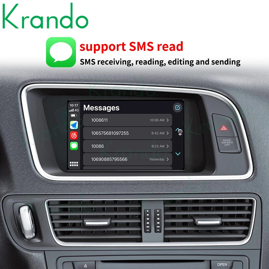 Krando Wireless Android Auto Apple CarPlay Interface For Audi Q5 Q5L SQ5 2009 - 2020 MMI 2G 3G RMC MIB Siri Control Module UPGRADE Box