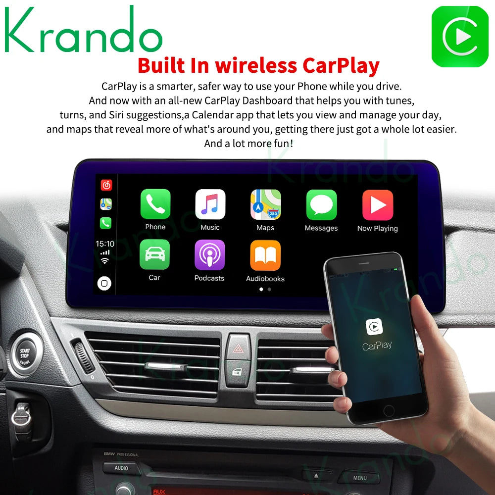 Krando 12.3'' android head unit For BMW X1 E84 F48 2009 - 2017 car radio gps stereo navigation multimedia screen system wifi carplay android auto 4g sim card