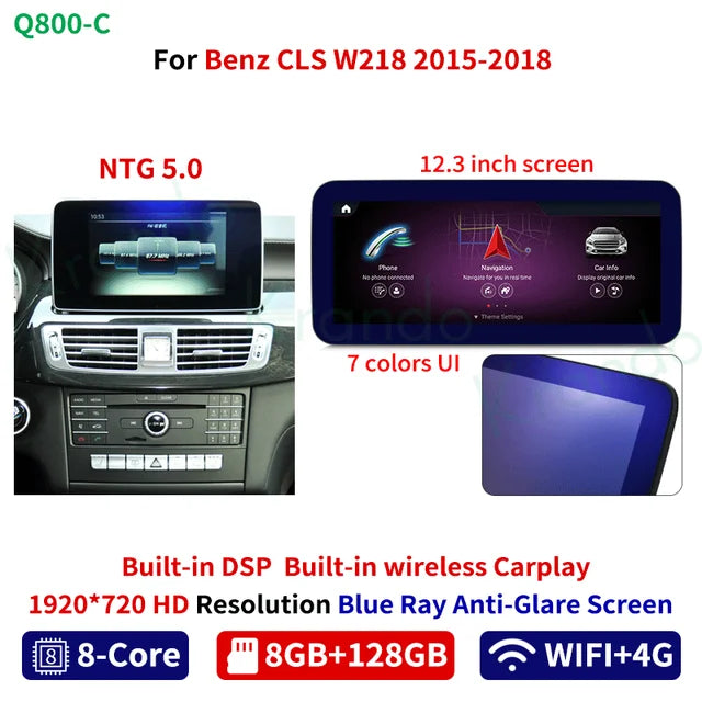 Krando 12.3" qualcomm snapdragon Android Car Radio gps for Mercedes Benz CLS W218 2011-2018 stereo head unit navigation multimedia system carplay android auto