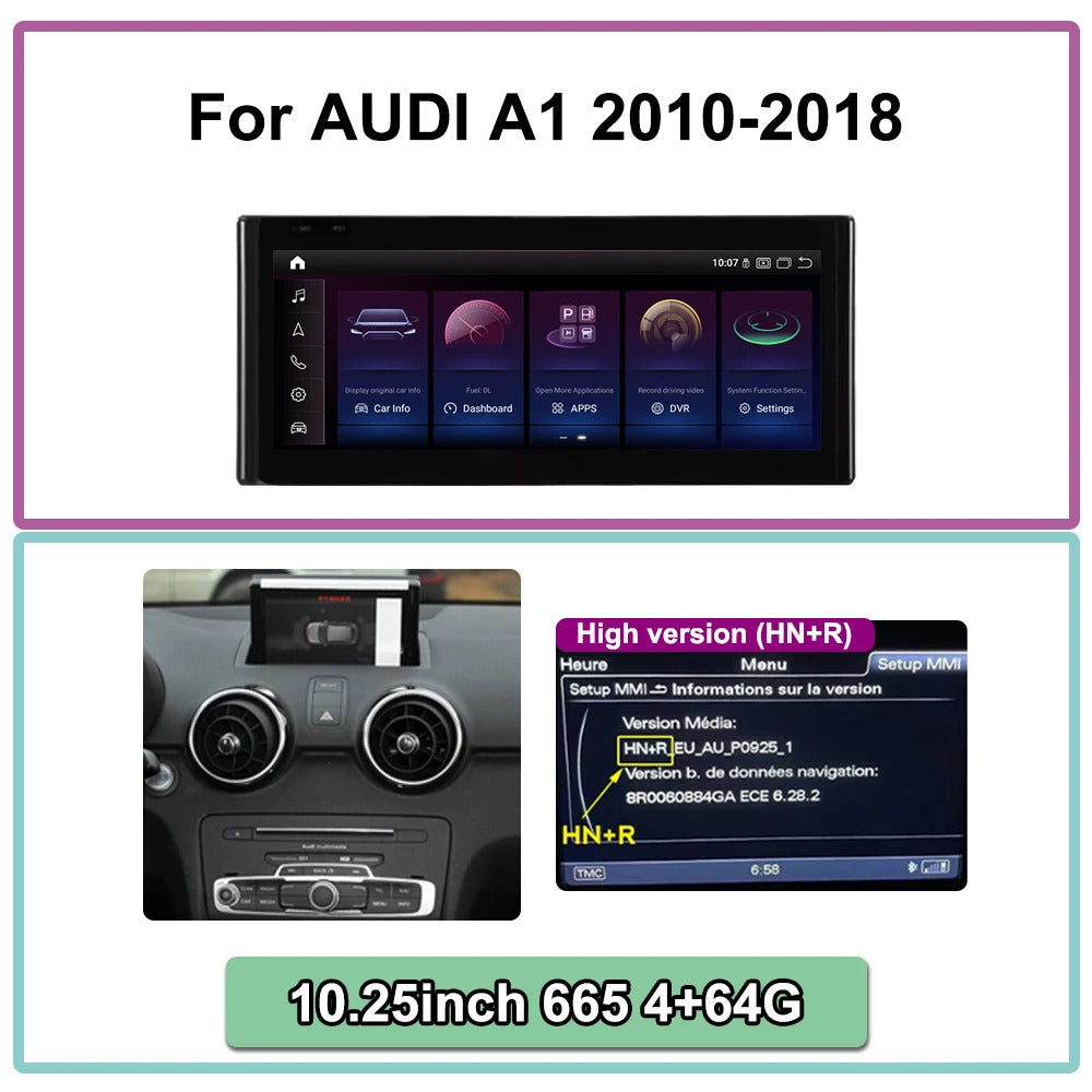 Krando 10.25 Inch Auto GPS Navigation Car Radio For AUDI A1 2010-2018 Multimedia Player GPS Navigation CarPlay HD Touch