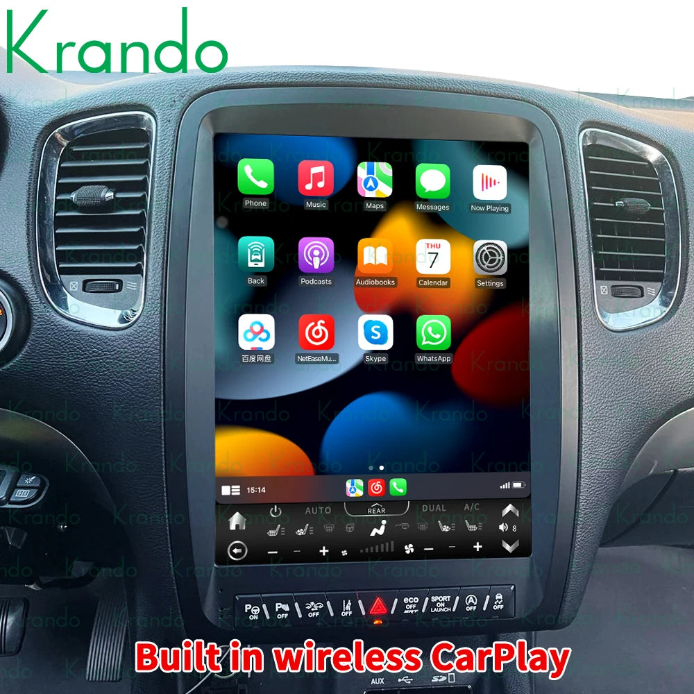 Krando 13 inch Verticial screen Android Car Radio GPS stereo For Dodge Durango 2011-2020 Multimedia Player Head Unit Tesla Gps Navigation Autoradio system carplay 4g sim card carplay