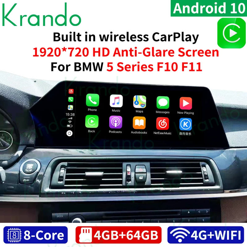 Krando 12.3 Inch Car Radio Android For BMW BMW 5 Series F10/F11 2011-2012 Multimedia Player GPS Navigation CarPlay Screen Head