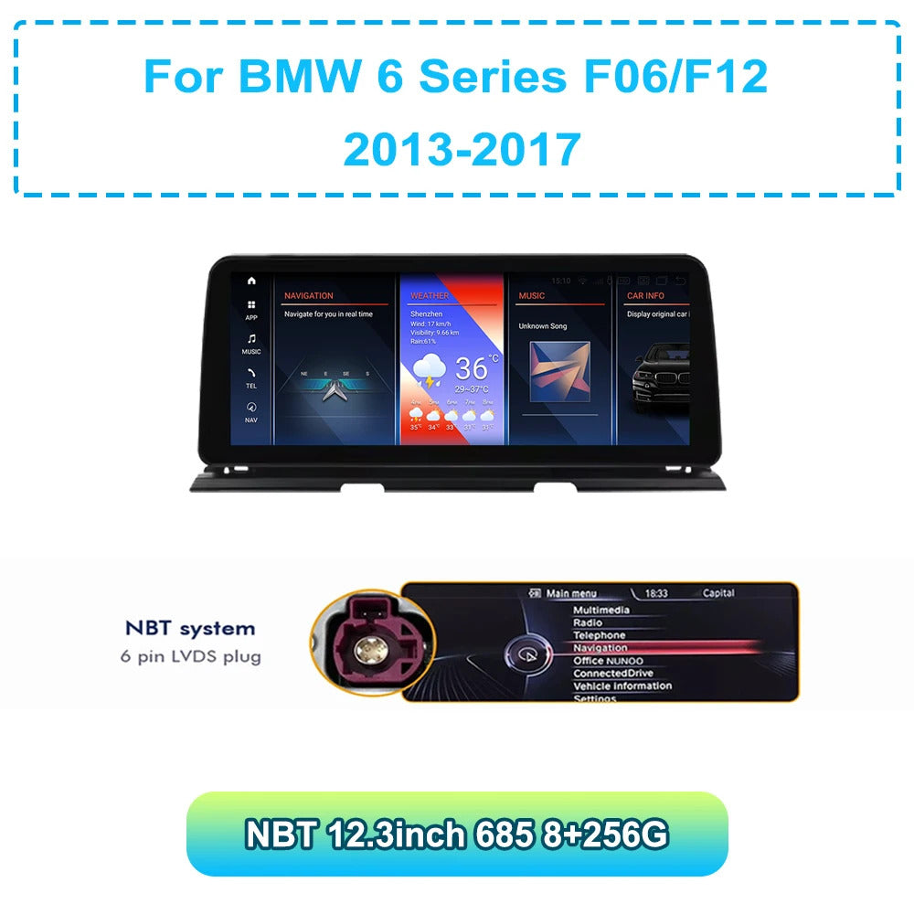 Krando 12.3'' Auto GPS Android Navigation car radio For BMW 6 Series F06/F12 2010-2017 Video Player Stereo Carplay 5G