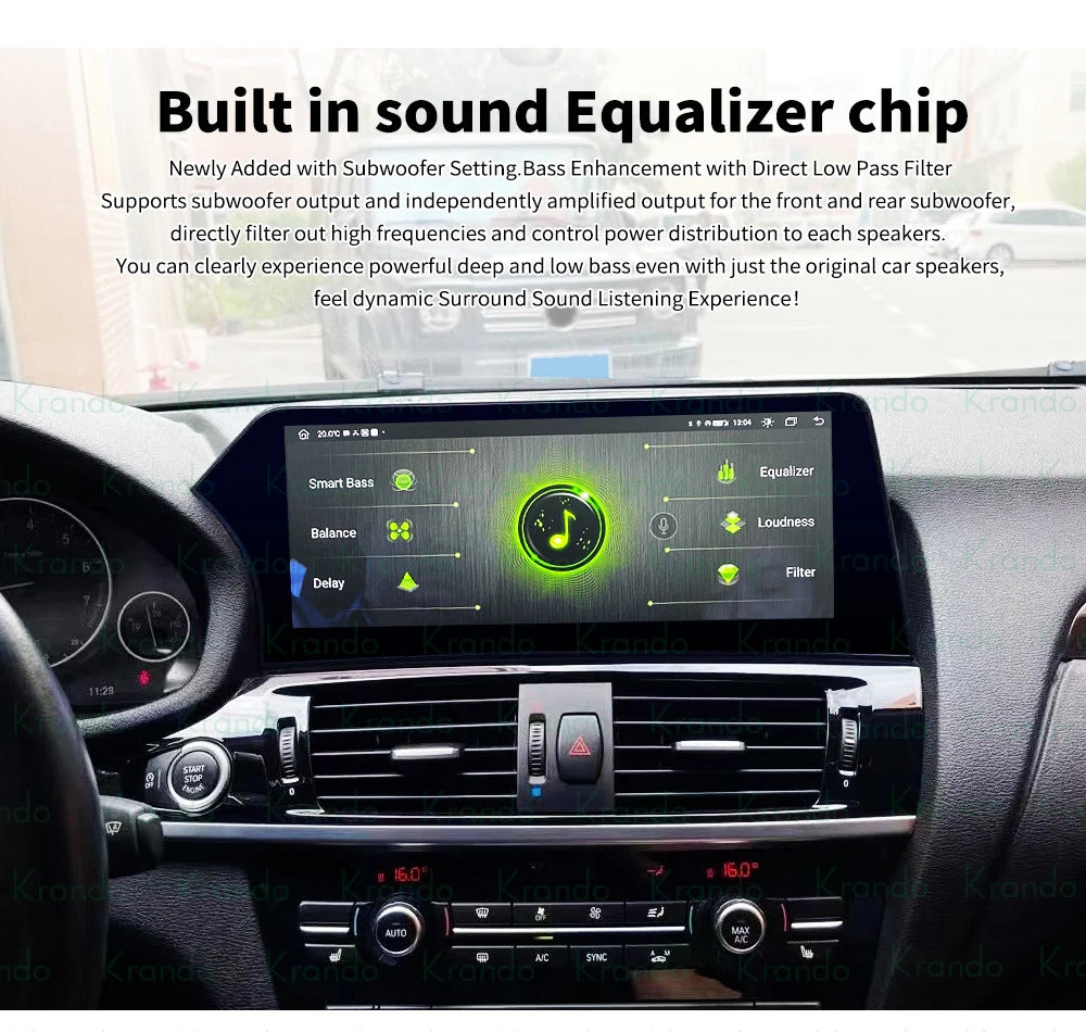 Krando 12.3 Inch Carplay Android For BMW X3 F25 X4 F26 2011-2016 Stereo Multimedia Player GPS Navigation CarPlay Screen Head