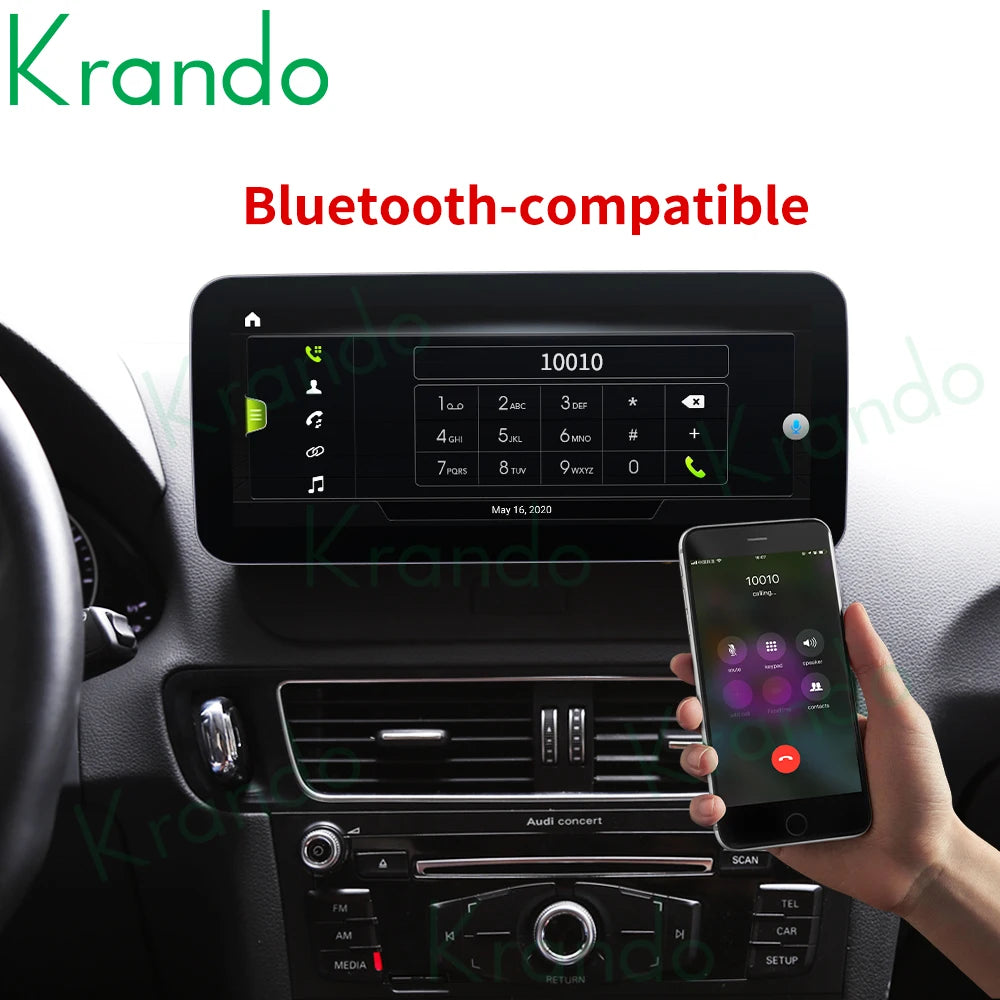 Krando 10.25'' Android Car Radio Gps stereo for Audi Q5 2009 - 2015 Navigation touch screen head unit multimedia system Wireless Carplay DSP 4G SIM qualcomm snapdragon