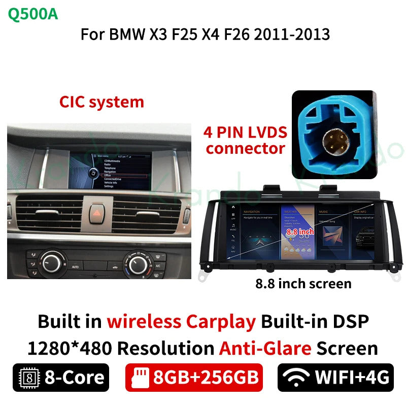 Krando 12.3'' Android Auto GPS Multimedia Video For BMW X3 X4 F25 F26 DVD Video Player Stereo Auto GPS Navigation