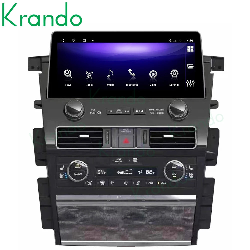 Krando Android 12.3'' Car Radio GPS stereo For Nissan Patrol Armada Y62 Infiniti QX80 QX56 2011-2020 navigation Multimedia Player system carplay android auto headunit