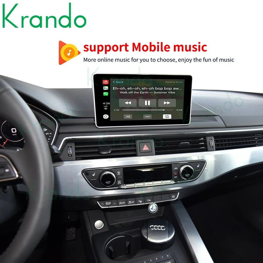 Krando Wireless android auto apple CarPlay interface Module For Audi A4 A4L A5 S4 B8 B9 2009 - 2020 MMI 3G 2G rear camera upgrade box