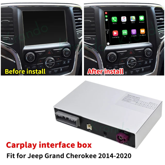 Krando Wireless Android Auto Apple CarPlay Interface module Box For Jeep Grand Cherokee Commander Compass Wrangler Renegade 300C Dodge siri bt camera active