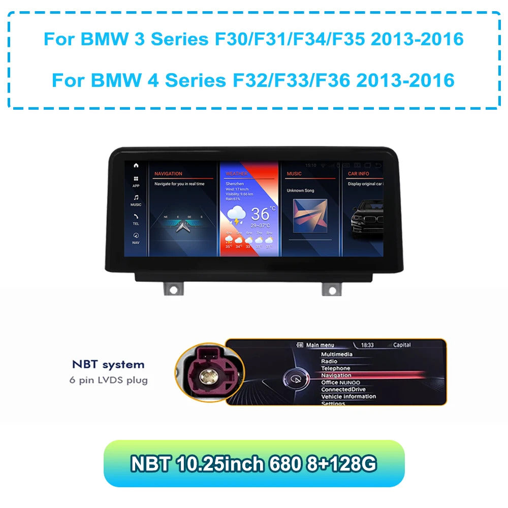 Krando 10.25 Inch Navigation NBT System For BMW 3/4 Series F30/F31/F32/F33/F34/F35/F36 Multimedia Player GPS Navigation CarPlay