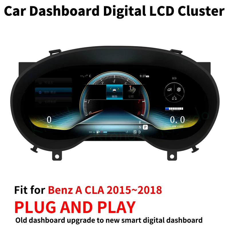 Krando 12.3'' Linux LCD Speedmeter Dashboard Player For Benz CLA GLA 2015 - 2018 Car Digital Cluster Instrument CockPit Cruiser control