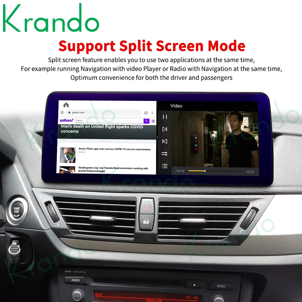 Krando 12.3'' android head unit For BMW X1 E84 F48 2009 - 2017 car radio gps stereo navigation multimedia screen system wifi carplay android auto 4g sim card