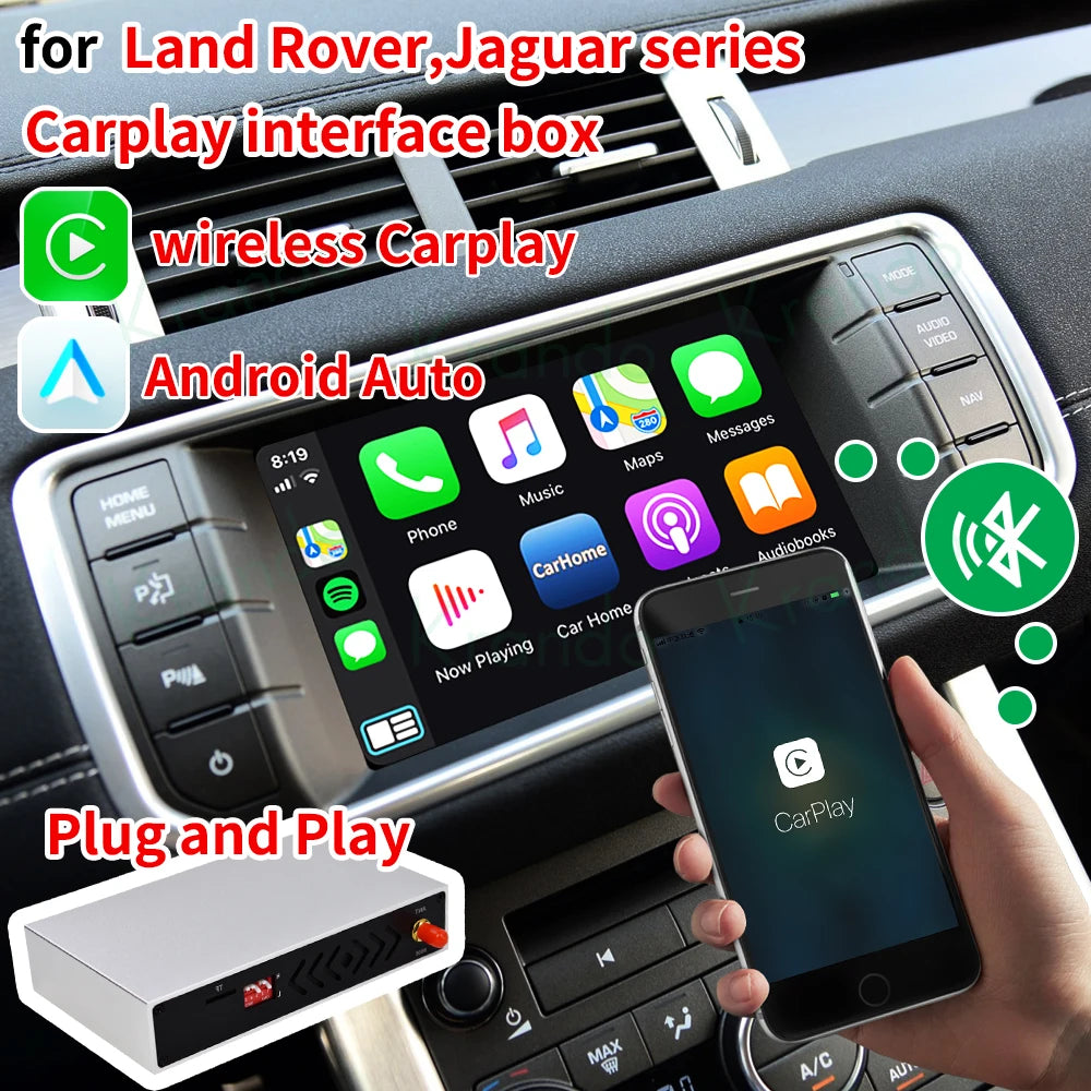 Krando Wireless Android Auto Apple CarPlay Interface module For Land range Rover Jaguar Bosch harman camera active Upgrade Box