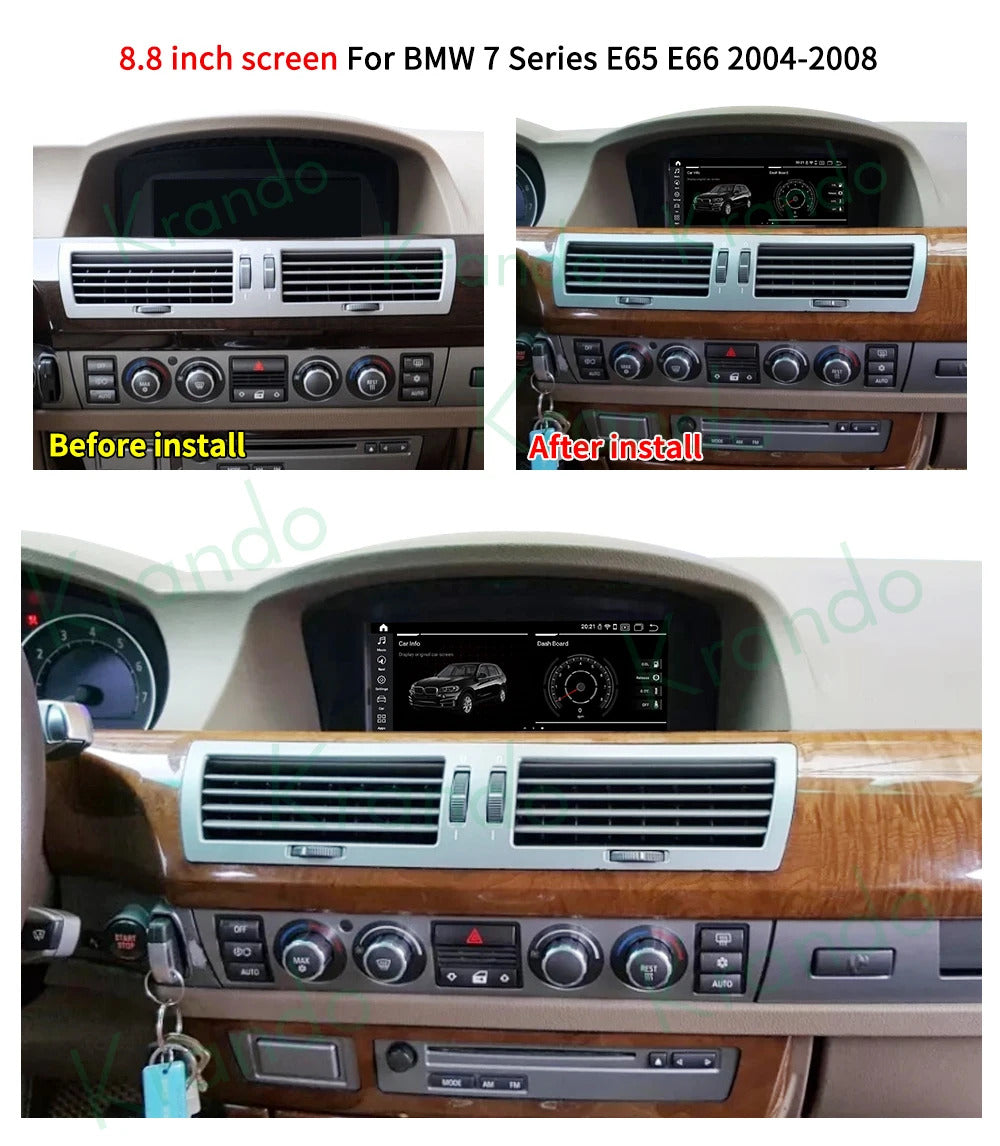 Krando 12.3'' GPS Navigation Carplay Car Radio For BMW 7 Series E65/E66 2004-2009 Video Player Stereo Auto GPS Navigation