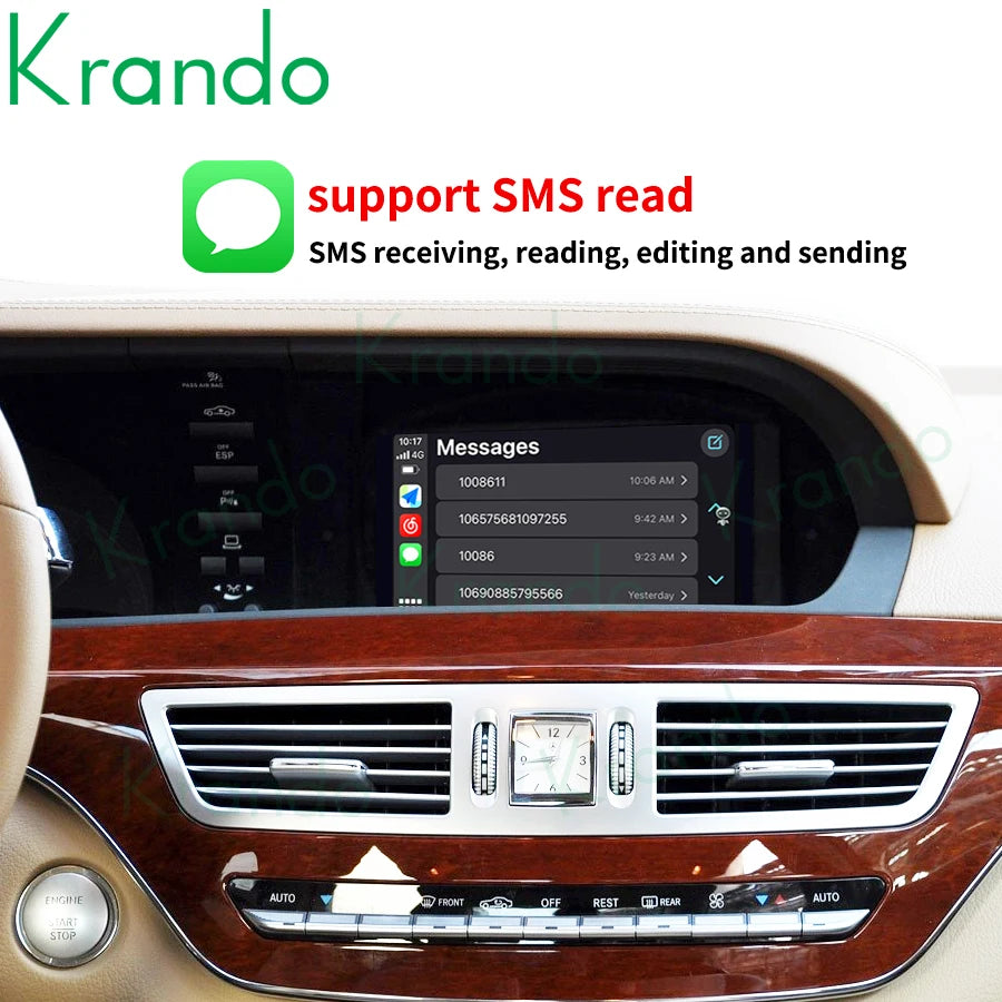 Krando Wireless Android Auto Apple CarPlay Interface module For Mercedes Benz S Class W221 2005 - 2013 NTG 3.0 3.5 Siri Control camera active upgrade box