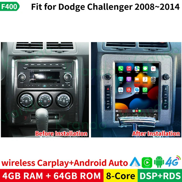 Krando Android 10.4" Verticial screen Car Radio gps touch screen For Dodge Challeger 2008-2014 stereo navigation multimedia system carplay android auto