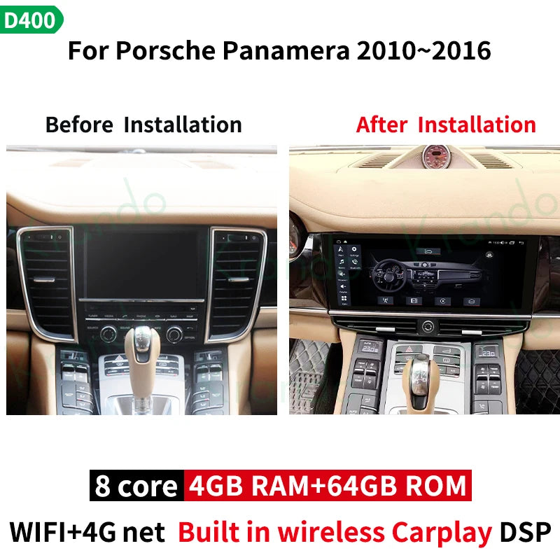 Krando 12.3'' Car Multimedia Player For Porsche Panamera 2010 - 2016 Android radio gps stereo Autoradio Wireless Carplay Navigation Head Unit pcm 3.1