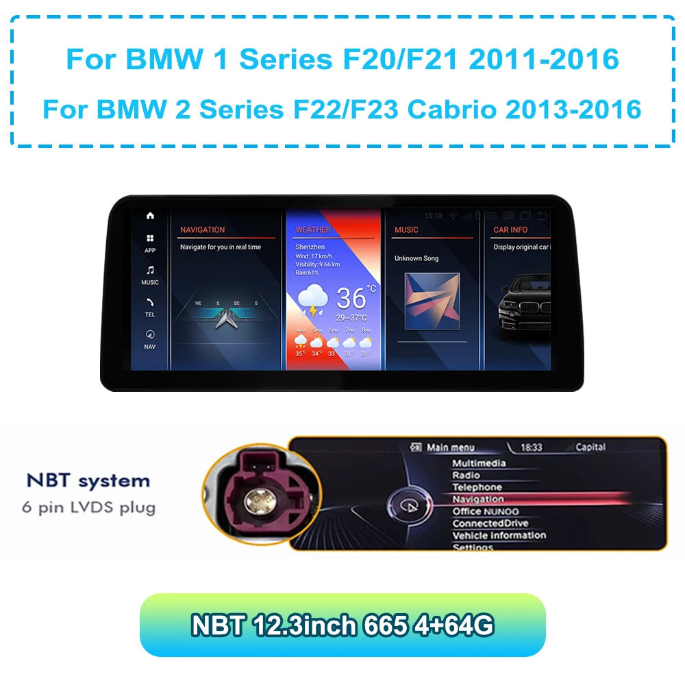 Krando 12.3'' Android Carplay Car Radio Car Multimedia for BMW 1/2 Series F20/F21/F22 F23 GPS Stereo Screen LHD