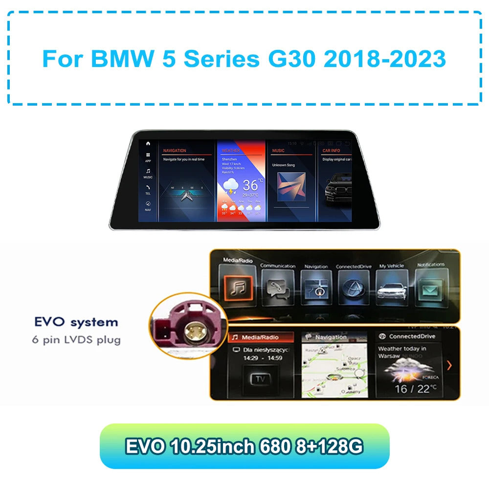Krando 10.25/12.3 Inch Car Radio Navigation Play For BMW 5 Series G30 2018- Multimedia Player GPS Navigation Screen Head