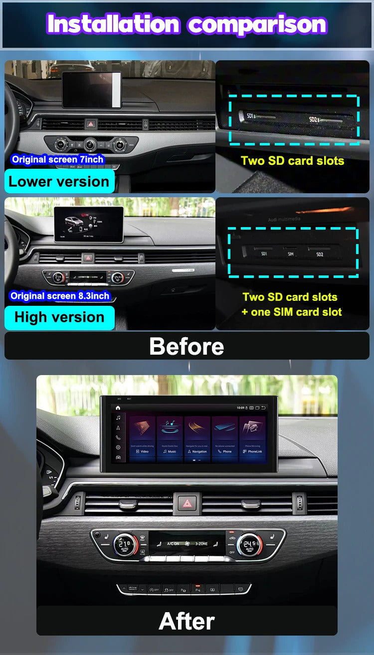Krando 10.25 Inch Auto NBT System For AUDI A4/A4L/A5 2017-2020 Multimedia Player GPS Navigation CarPlay HD Touch Screen Head