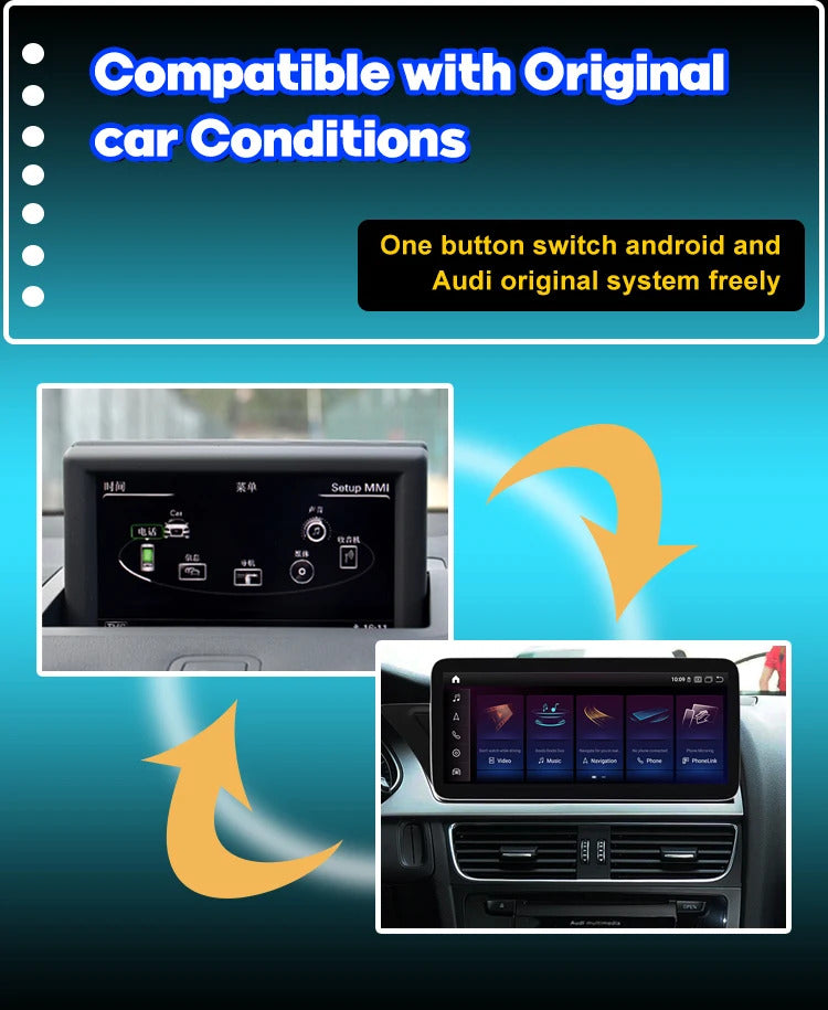 Krando 12.3 inch Auto Stereo Autoradio CarPlay Bluetooth For AUDI A4/A4L/A5 2009-2015  Car Radio Multimedia Player WIFI