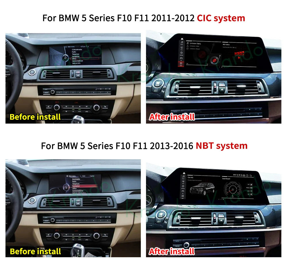 Krando 12.3 Inch Car Radio Android For BMW BMW 5 Series F10/F11 2011-2012 Multimedia Player GPS Navigation CarPlay Screen Head