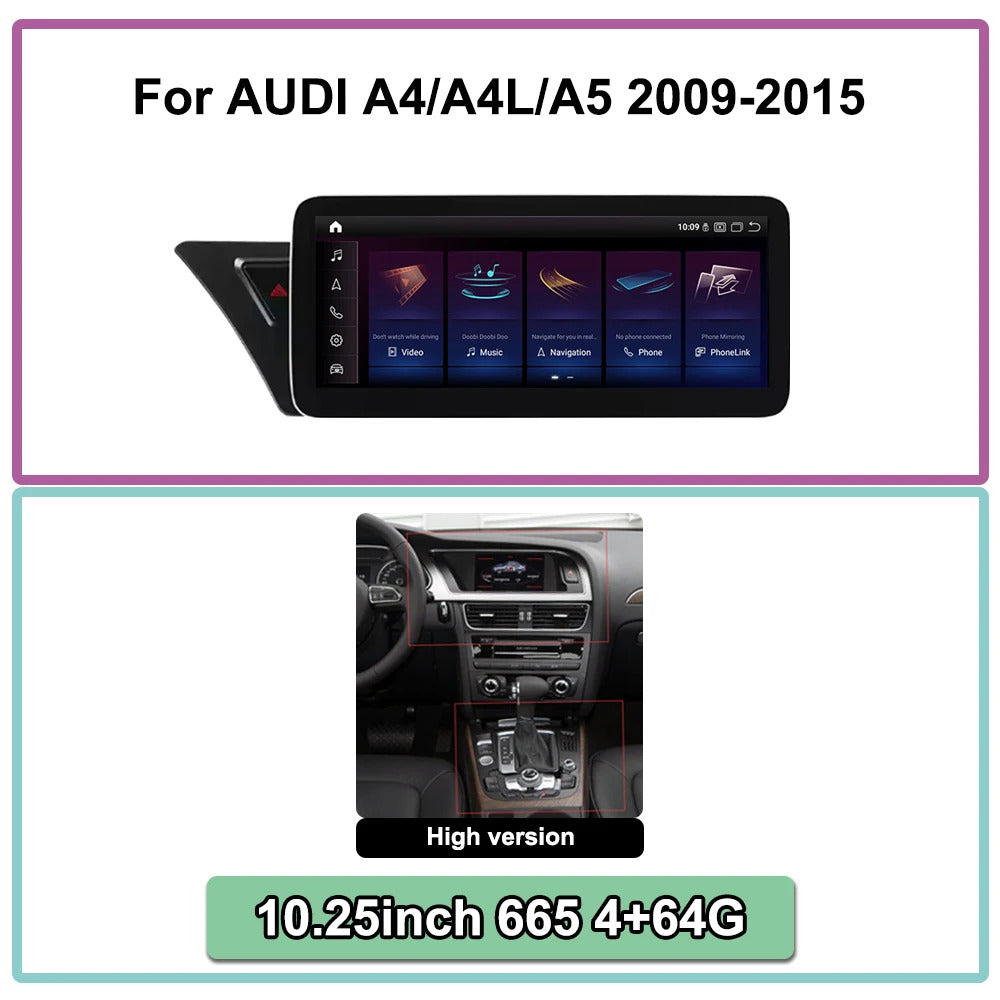 Krando 10.25 Inch Auto GPS Navigation For AUDI A4/A4L/A5 2009-2015 Stereo Multimedia Player GPS Navigation CarPlay Screen Head