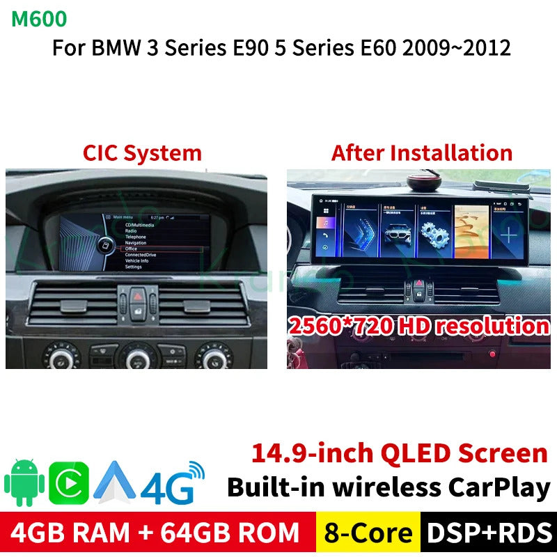 Krando 14.9'' Auto NBT Screen Android  Car Radio For BMW 5 Series E60 2005-2012 Video Player Stereo Carplay 5G