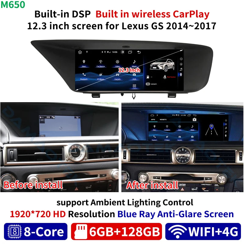 Krando 12.3" car navigation For Lexus GS 2014-2017 android radio gps stereo head unit multimedia system