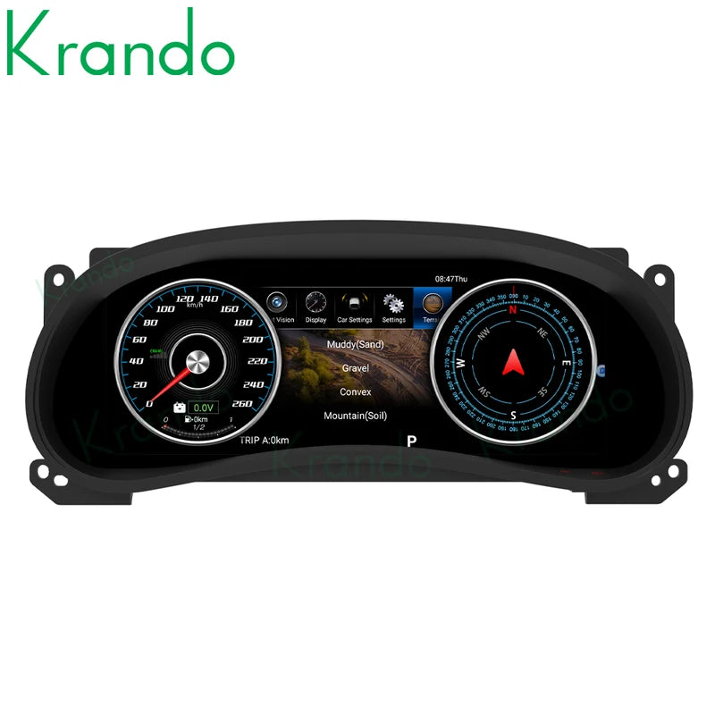 Krando 12.3'' Linux Car Digital Cluster For Jeep Wrangler JK 2010-2017 LCD Dashboard Panel Virtual Instrument CockPit