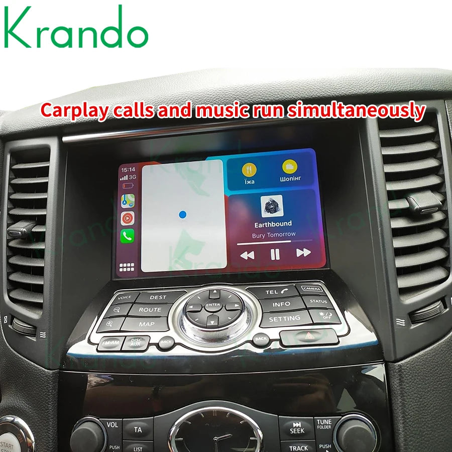 Krando Wireless Android Auto Apple CarPlay Interface module For Infiniti M37 M25 M35 M56 Q70 G25 G37 Q40 QX50 EX25 EX37 QX60 G35 rear camera upgrade box