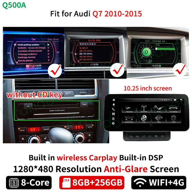 Krando 10.25" android car radio gps stereo for Audi Q7 2005 - 2015 Autoradio Navigation multimedia head unit carplay android auto 4g sim card